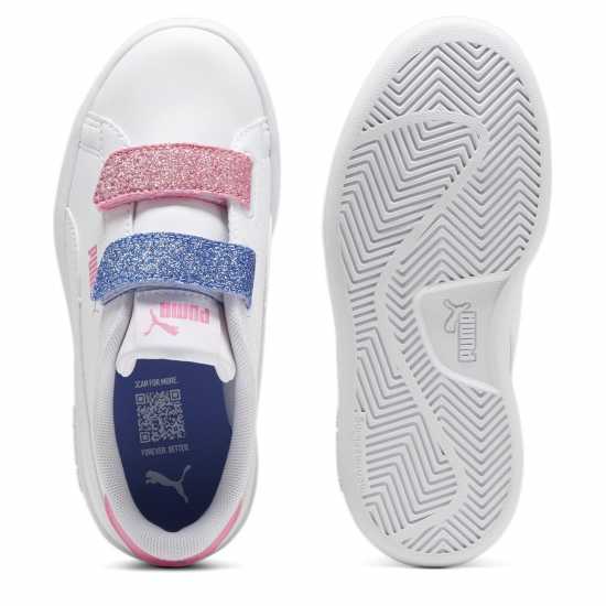 Puma Smash 3.0 Glitz Glam V Child Girl Trainers Бяло/Розово Детски маратонки