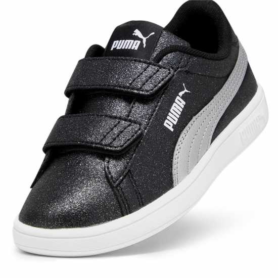 Puma Smash 3.0 Glitz Glam V Child Girl Trainers Черно/сребро Детски маратонки