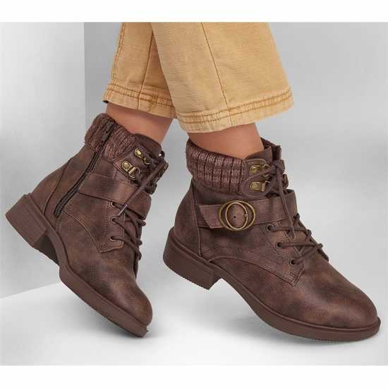 Skechers Мотоциклетни Ботуши Buckly Wrap Lace Up Boot W Memory F Biker Boots Girls  Детски ботуши