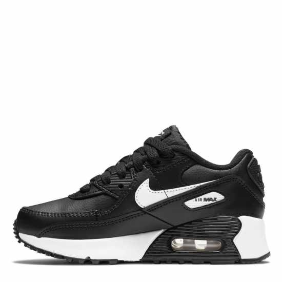 Nike Air Max 90 Little Kids' Shoes Черно/Бяло Детски високи кецове