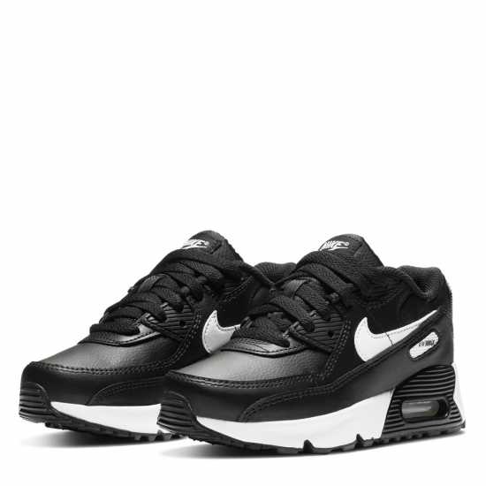 Nike Air Max 90 Little Kids' Shoes Черно/Бяло Детски високи кецове