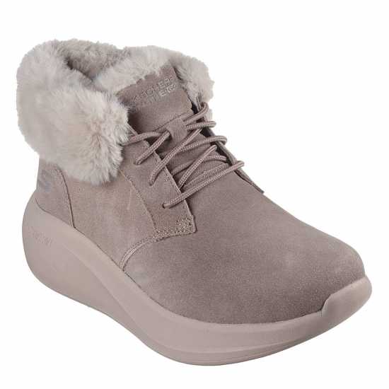 Skechers Боти С Пух Момичета Max Cushioning Essential Snug Boots Girls Тоуп Детски ботуши