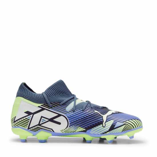 Puma Future 7 Match Rush Childrens Firm Ground Football Boots Сиво/Бяло/Зелено 