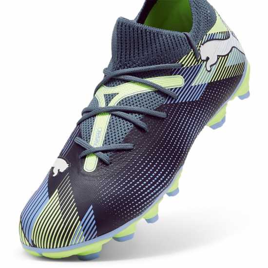 Puma Future 7 Match Rush Childrens Firm Ground Football Boots Сиво/Бяло/Зелено 