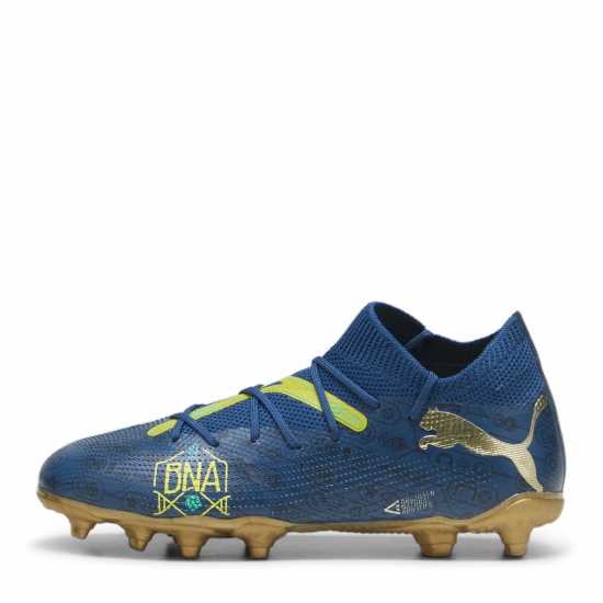 Puma Future 7 Match Rush Childrens Firm Ground Football Boots Синьо/Жълто/Златно 