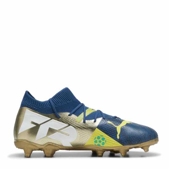 Puma Future 7 Match Rush Childrens Firm Ground Football Boots Синьо/Жълто/Златно 