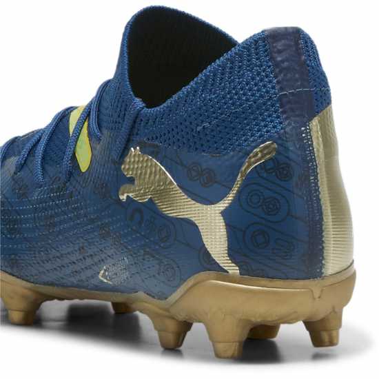 Puma Future 7 Match Rush Childrens Firm Ground Football Boots Синьо/Жълто/Златно 