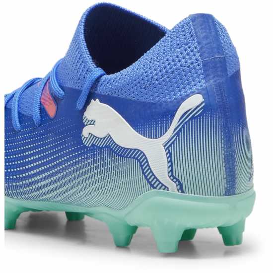 Puma Future 7 Match Rush Childrens Firm Ground Football Boots Синьо/Бяло/Зелено Детски футболни бутонки