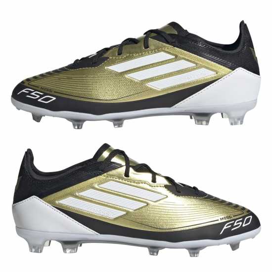 Adidas F50 Pro Childrens Firm Ground Football Boots Злато/Черно Детски футболни бутонки