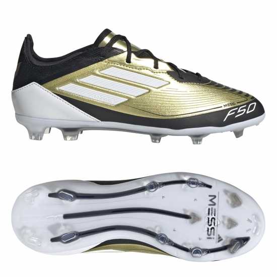 Adidas F50 Pro Childrens Firm Ground Football Boots Злато/Черно Детски футболни бутонки