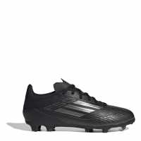 Adidas F50 League Childrens Firm Ground Football Boots Black/Silver Детски футболни бутонки