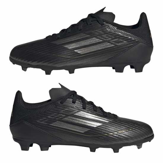 Adidas F50 League Childrens Firm Ground Football Boots Black/Silver Детски футболни бутонки