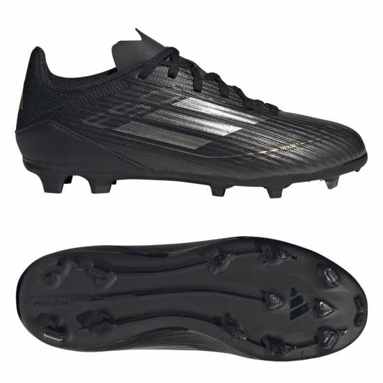 Adidas F50 League Childrens Firm Ground Football Boots Black/Silver Детски футболни бутонки