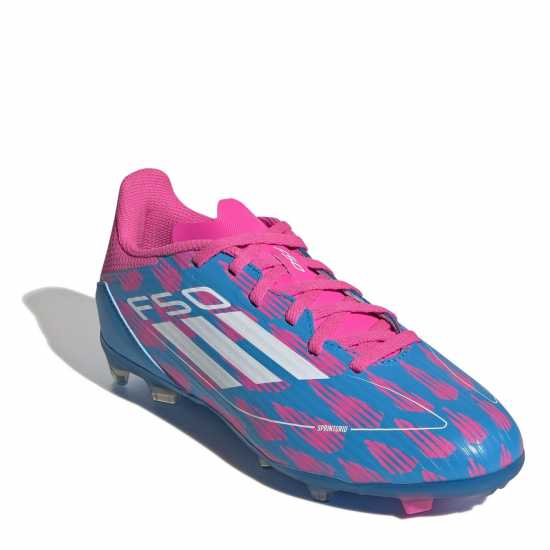 Adidas F50 League Childrens Firm Ground Football Boots Синьо/Розово Детски футболни бутонки