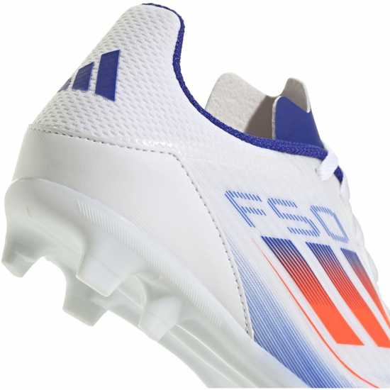 Adidas F50 League Childrens Firm Ground Football Boots Бяло/Червено/Синьо Детски футболни бутонки