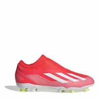 Adidas X Crazyfast League Childrens Laceless Firm Ground Boots Red/Wht/Yellow Детски футболни бутонки