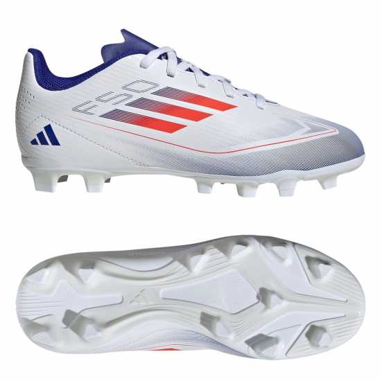 Adidas F50 Club Children Firm Ground Football Boots Бяло/Червено/Синьо Детски футболни бутонки