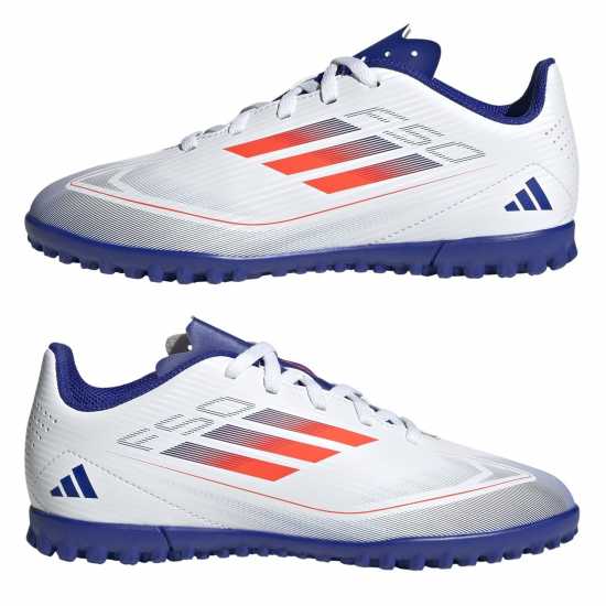 Adidas F50 Club Children Astro Turf Football Boots Бяло/Червено/Синьо Футболни стоножки