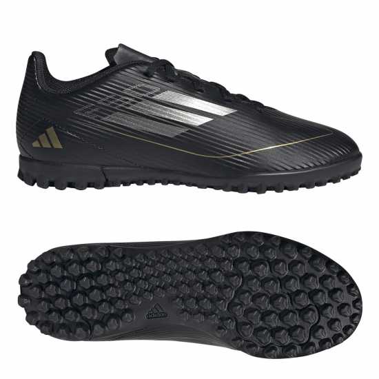 Adidas F50 Club Children Astro Turf Football Boots Черно/сребро Футболни стоножки