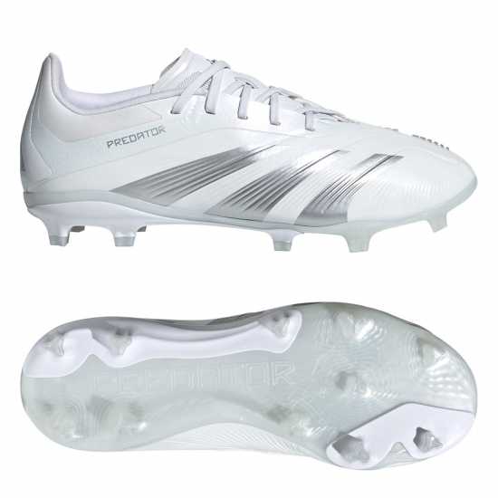 Adidas Predator 24 Elite Children Firm Ground Football Boots Бяло/сребро 