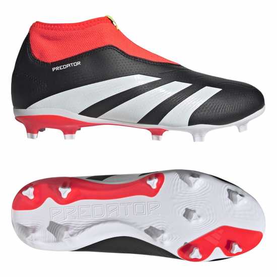 Adidas Predator 24 League Laceless Childrens Firm Ground Football Boots Черно/Бяло/Червено Детски футболни бутонки