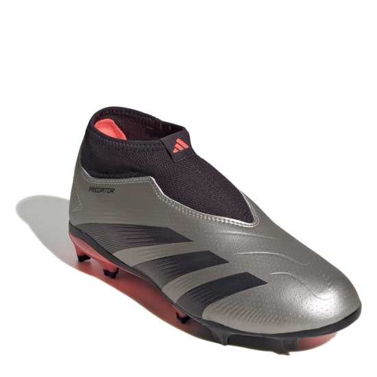 Adidas Predator 24 League Laceless Childrens Firm Ground Football Boots Silver/Black 