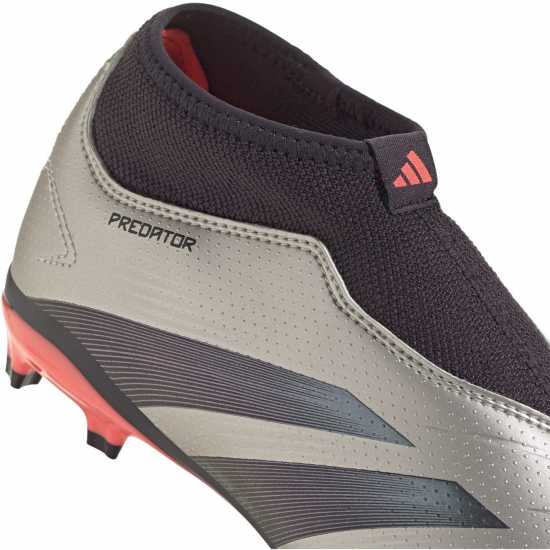 Adidas Predator 24 League Laceless Childrens Firm Ground Football Boots Silver/Black 