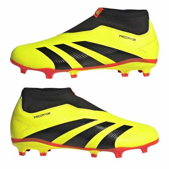 Adidas Predator 24 League Laceless Childrens Firm Ground Football Boots Жълто/Черно/Червено Детски футболни бутонки