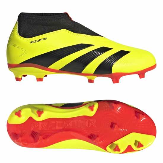 Adidas Predator 24 League Laceless Childrens Firm Ground Football Boots Жълто/Черно/Червено Детски футболни бутонки