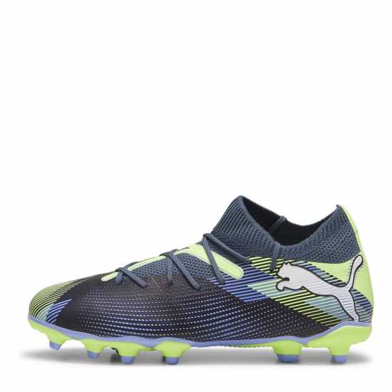 Puma Future 7 Match Rush Junior Firm Ground Football Boots Сиво/Бяло/Зелено 