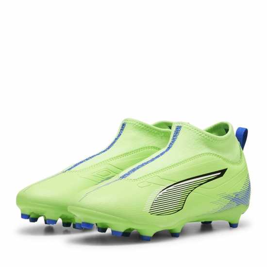 Puma Ultra Match+ Laceless Junior Firm Ground Football Boots Зелено/Бяло/Синьо Детски футболни бутонки