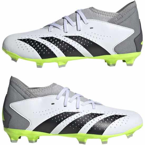 Adidas Predator Edge.3 Junior Firm Ground Football Boots Wht/Blk/Lemon Детски футболни бутонки