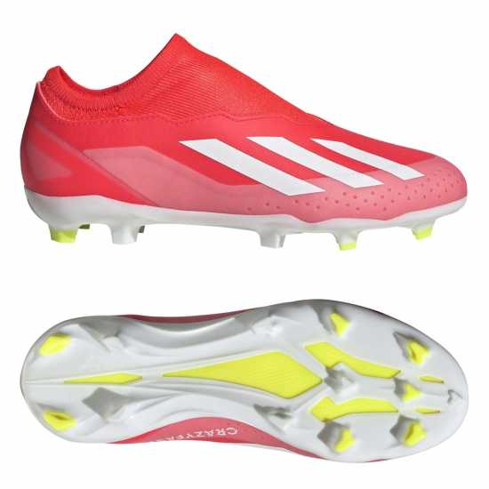 Adidas X Crazyfast League Junior Laceless Firm Ground Boots Red/Wht/Yellow Детски футболни бутонки