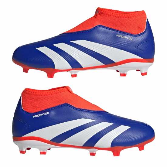 Adidas Predator 24 League Laceless Junior Firm Ground Football Boots Blue/Wht/Red Детски футболни бутонки