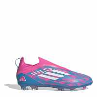 Adidas F50 Pro Laceless Juniors Firm Ground Football Boots Синьо/Розово 