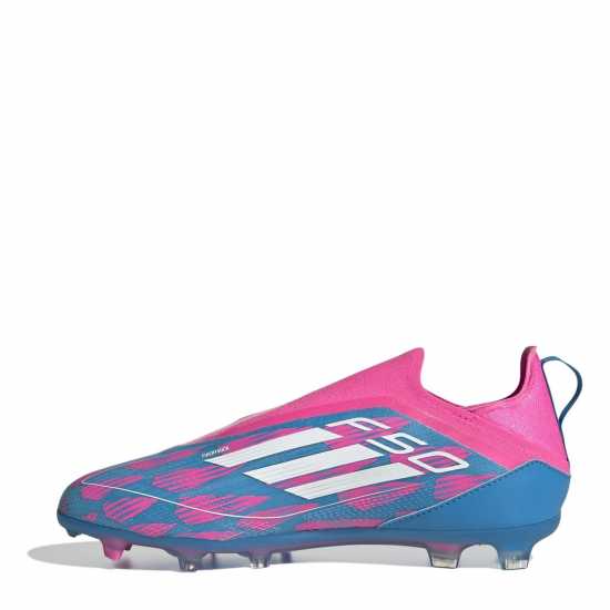 Adidas F50 Pro Laceless Juniors Firm Ground Football Boots Синьо/Розово 