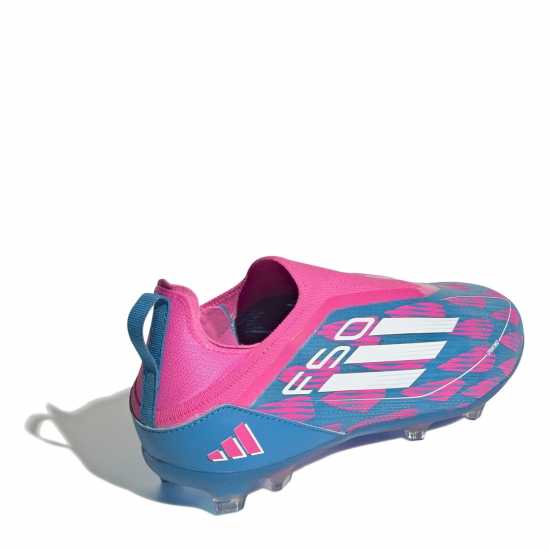 Adidas F50 Pro Laceless Juniors Firm Ground Football Boots Синьо/Розово 