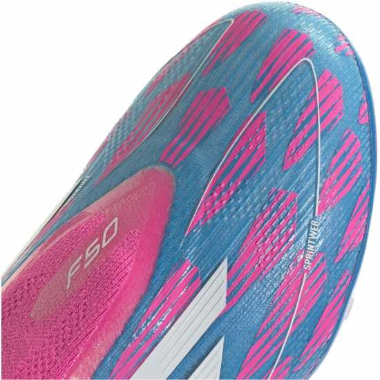 Adidas F50 Pro Laceless Juniors Firm Ground Football Boots Синьо/Розово 