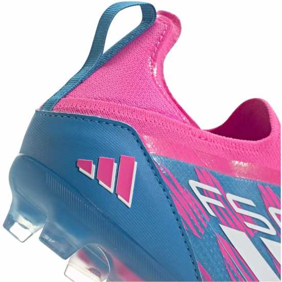 Adidas F50 Pro Laceless Juniors Firm Ground Football Boots Синьо/Розово 