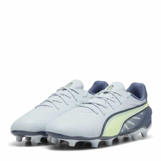 Puma King Match Junior Firm Ground Football Boots Grey/Yellow 