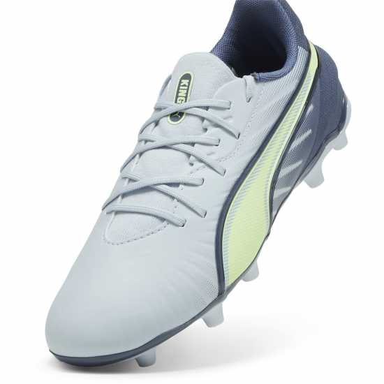 Puma King Match Junior Firm Ground Football Boots Grey/Yellow 