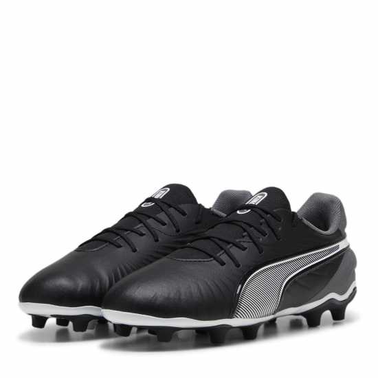 Puma King Match Junior Firm Ground Football Boots Черно/Бяло Детски футболни бутонки