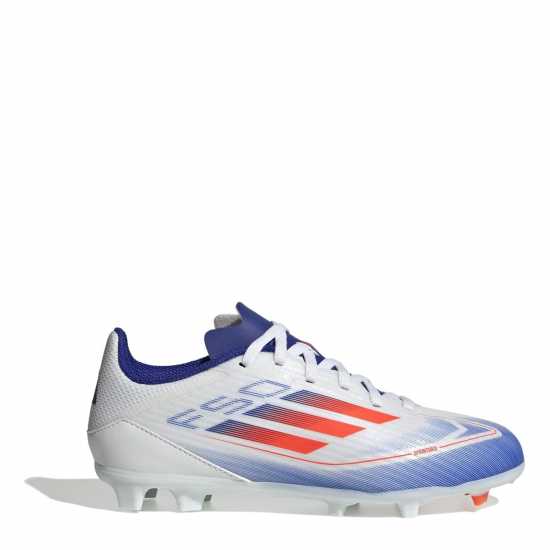 Adidas F50 League Junior Firm Ground Football Boots Бяло/Червено/Синьо Детски футболни бутонки