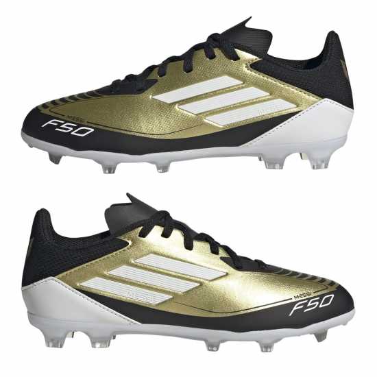 Adidas F50 League Junior Firm Ground Football Boots Злато/Черно Детски футболни бутонки