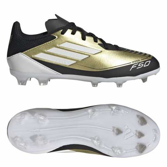 Adidas F50 League Junior Firm Ground Football Boots Злато/Черно Детски футболни бутонки