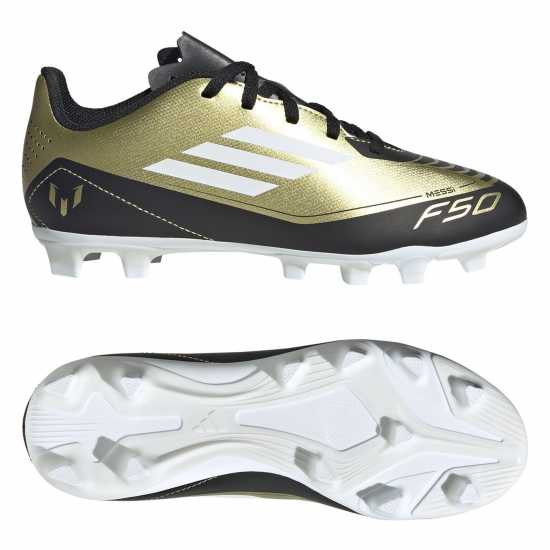 Adidas F50 Club Junior Firm Ground Football Boots Злато/Черно Детски футболни бутонки