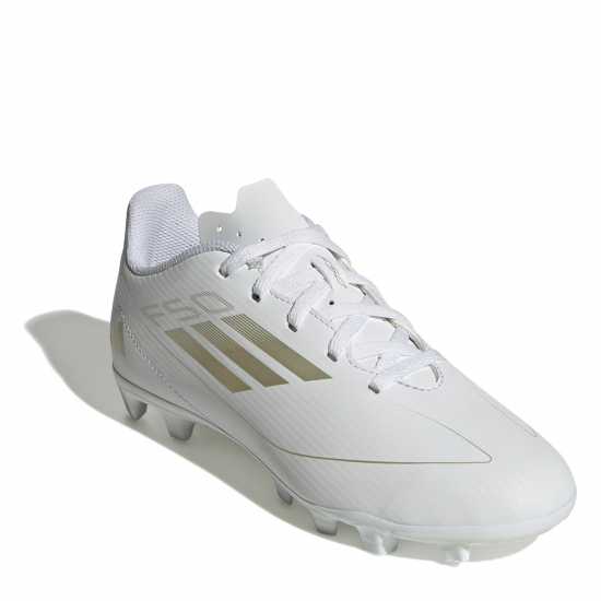 Adidas F50 Club Junior Firm Ground Football Boots Бяло/Златно/Бяло Детски футболни бутонки