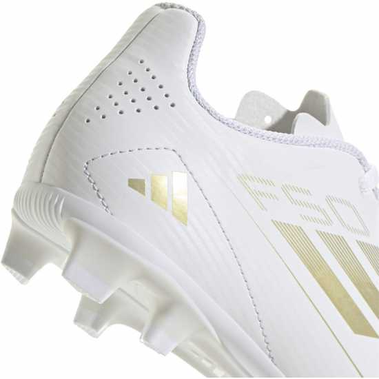 Adidas F50 Club Junior Firm Ground Football Boots Бяло/Златно/Бяло Детски футболни бутонки