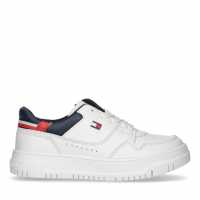 Tommy Hilfiger Colour-Blocked Lace-Up Trainers Junior Бяло 100 Детски високи кецове