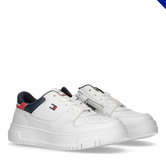 Tommy Hilfiger Colour-Blocked Lace-Up Trainers Junior Бяло 100 Детски високи кецове